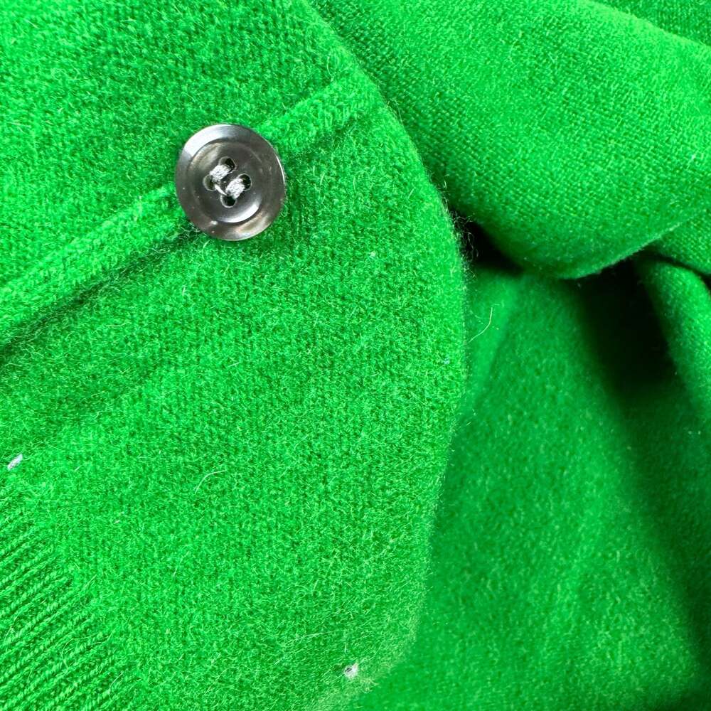 Vintage 100% Pure Cashmere Green Cardigan Sweater Size 46 - Picture 12 of 12